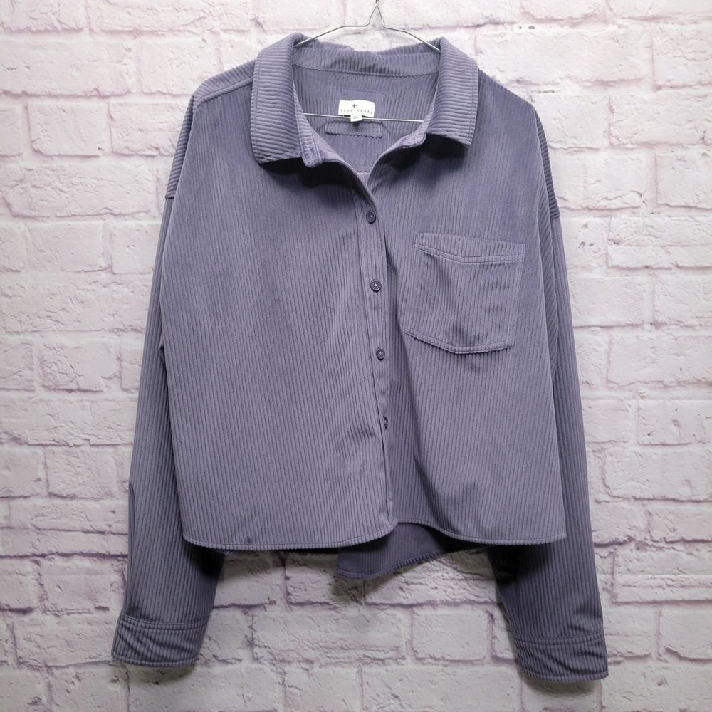True Craft Corduroy Shirt Jacket Womens XL Muted Purple Lavender Boxy Super Soft